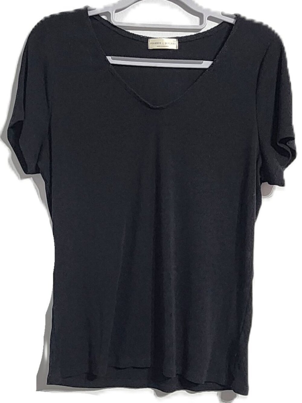 Frankee & Skylarr Women’s Plus Size 1X Black Ribbed V-Neck Short Sleeve T-Shirt